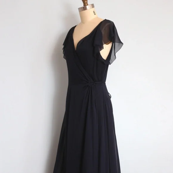 Diane Van Furstenberg Size 14 Navy chiffon wrap gown - Picture 5 of 7